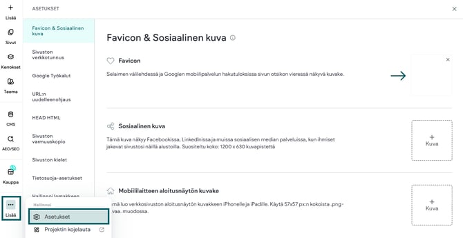 Faviconin vaihtaminen