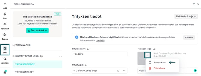 Logon vaihtaminen