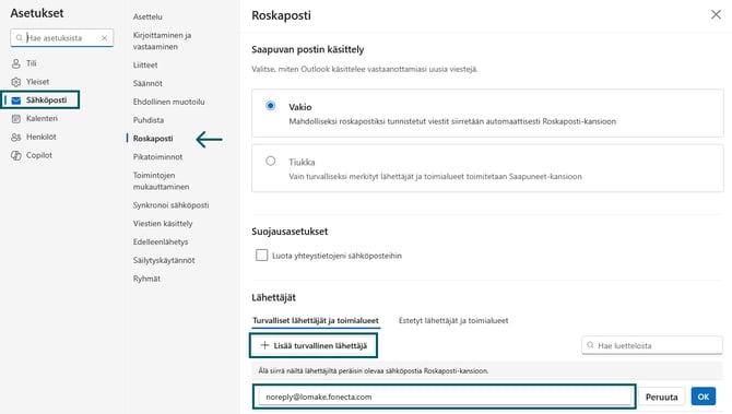Microsoft 365 turvallinen lähettäjä