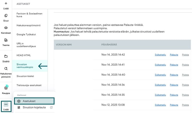 Sivuston varmuuskopio.