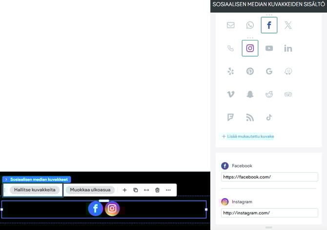 Sosiaalisen median kuvakkeet
