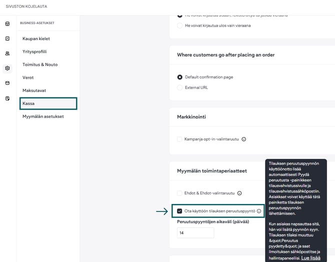 Tilauksen peruutuspyyntö