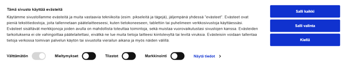 Kotisivujen evästepalkki